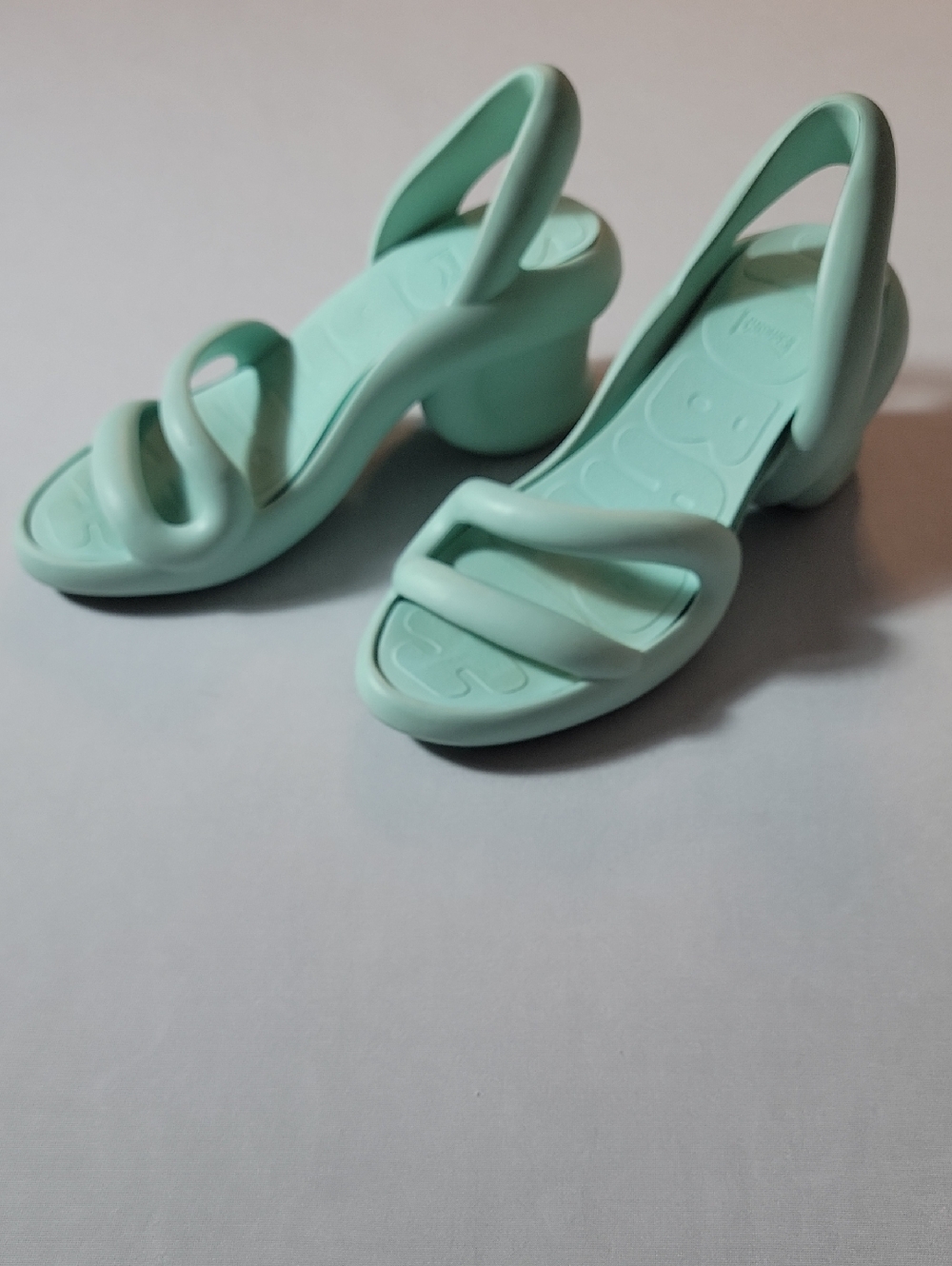 Camper Kobarah Mint Green Slingback Block Heel Sandals